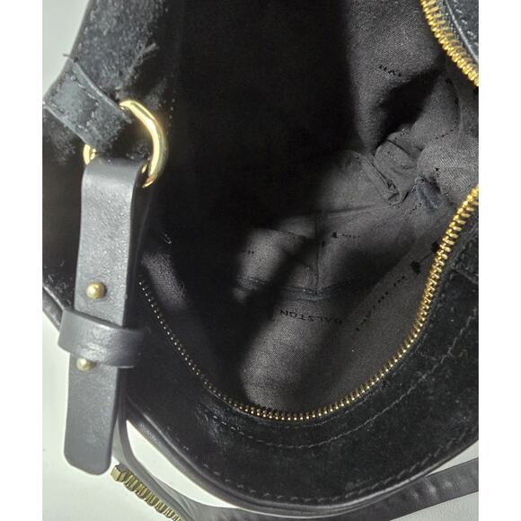 Halston Heritage Black Leather Shoulder Hobo Bag Purse - Picture 15 of 16